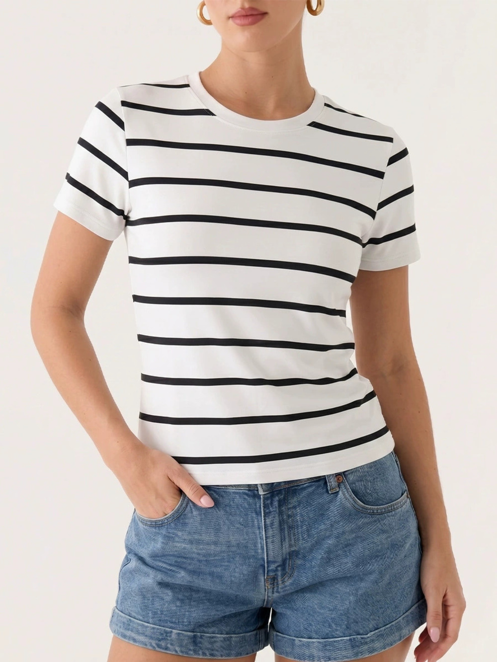 ZARA Fashion Women Striped Short Sleeve Summer T Shirt Russian Top